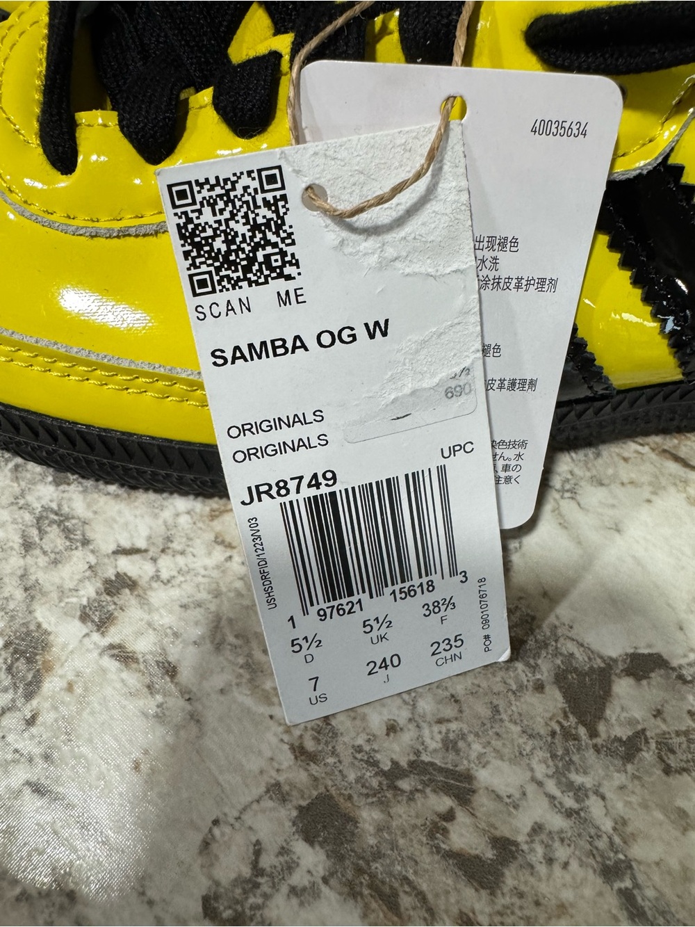 Women’s Samba OG Wide Yellow & Black Sneakers - Picture 2 of 4